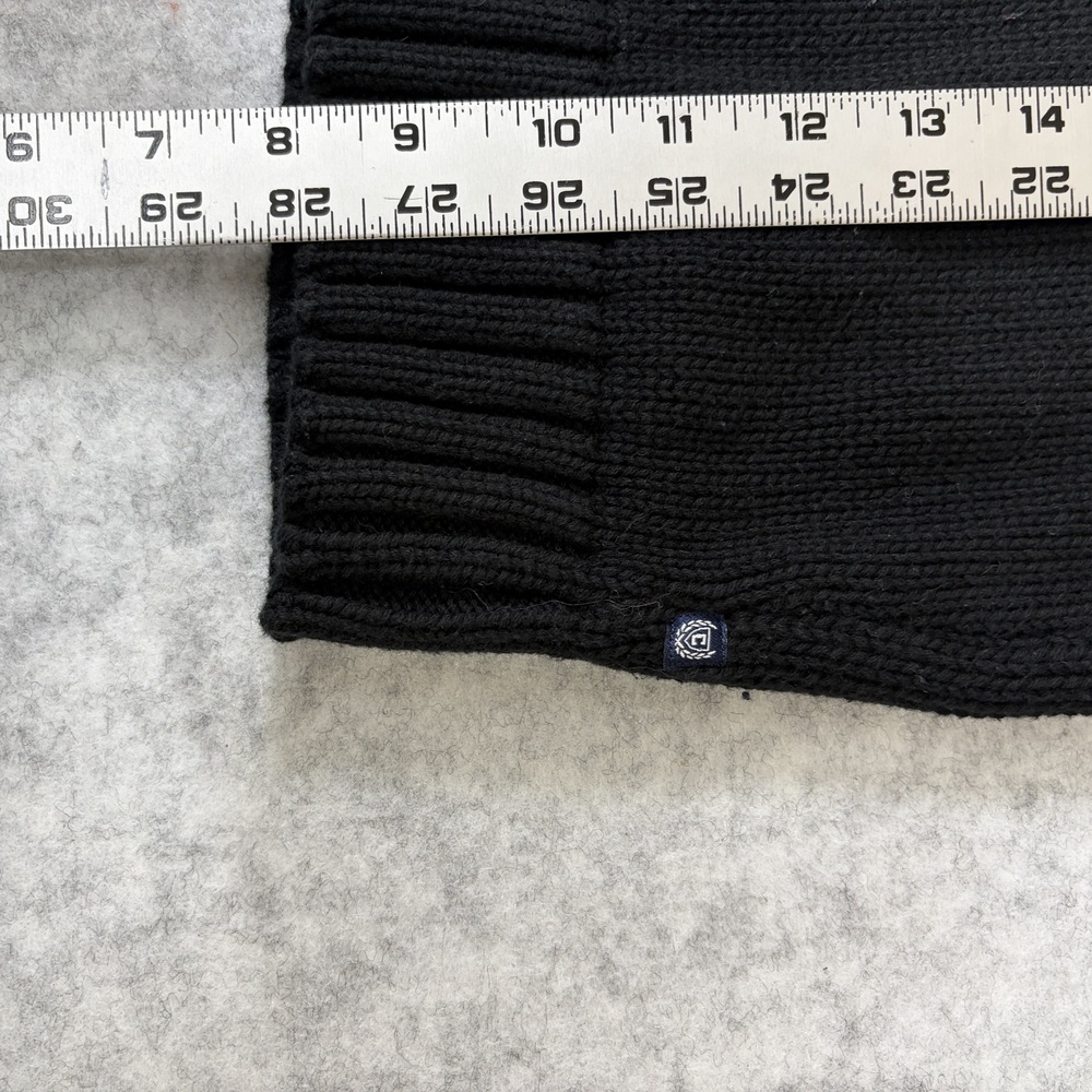 Chaps Men’s Black Knit Quarter Zip 1/4 Sweater Size M Winter Pullover Patterned - Picture 6 of 7